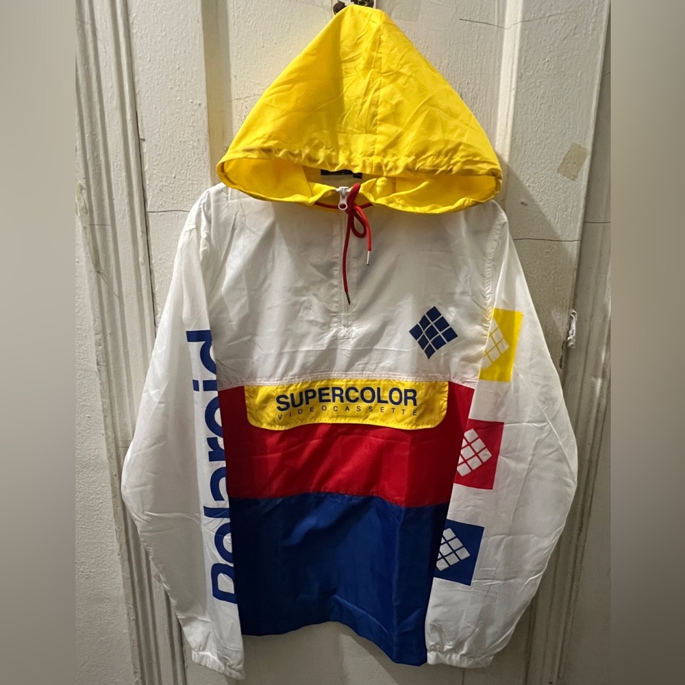 NWT Vintage Polaroid Supercolor Video Cassette Pullover Windbreaker Mens Sz M